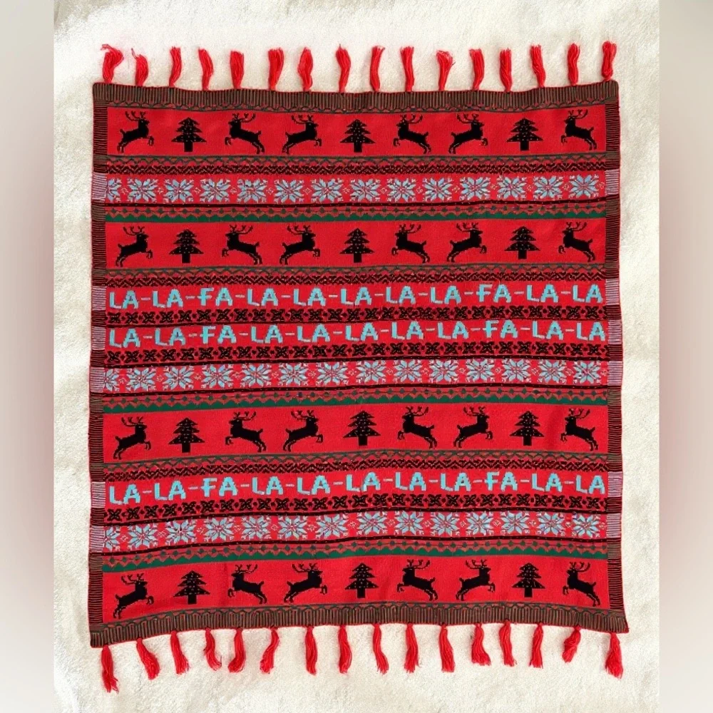 Knit Throw Blanket - Christmas Sweater Theme 58” x 48”